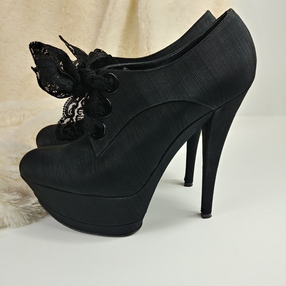 Casadei Shoes - CASADEl Black Satin Lace Up Booties